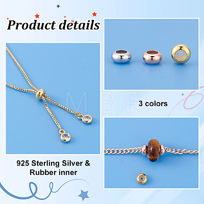 6Pcs 3 Colors 925 Sterling Silver Beads STER-PH0002-03-1