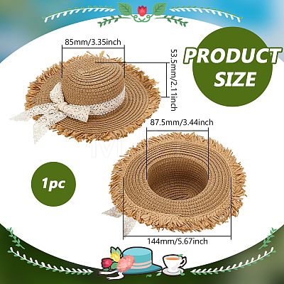 Straw Hat for Dolls DOLL-WH0002-42B-1