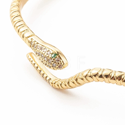 Green Cubic Zirconia Snake Wrap Open Cuff Bangle BJEW-B054-08G-1
