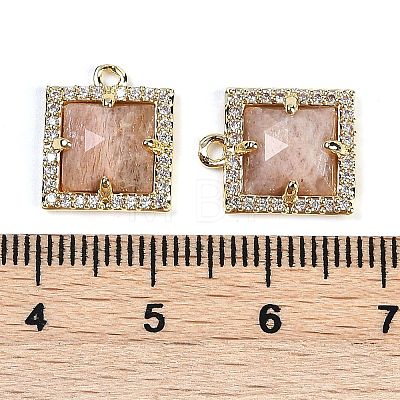 Natural Sunstone Faceted Square Charms G-I375-06G-06-1