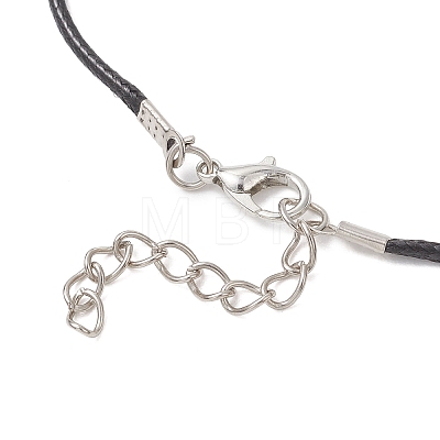 Cowboy Electroplate Transparent Glass Beaded Horseshoe Pendant Waxed Cotton Cord Necklaces NJEW-MZ00139-1