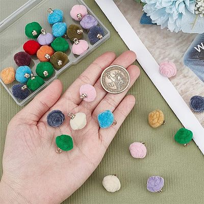 32Pcs Flocky Resin Pendants RESI-CA0001-50-1