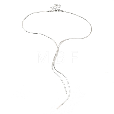 Brass Flat Snake Chains Lariat Necklaces NJEW-P289-10P-1