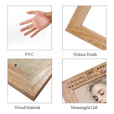 Rectangle with Heart & Word Wooden Photo Frames AJEW-WH0292-001-1