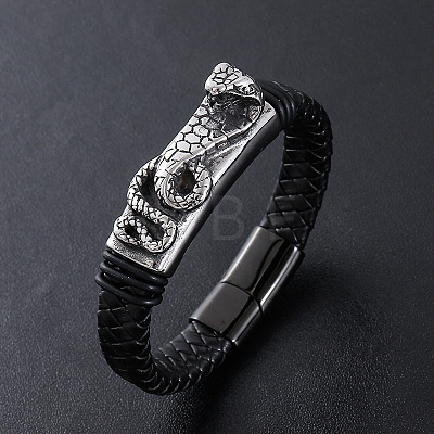 Punk Braided PU Leather Cord Bracelets ZB4268-2-1