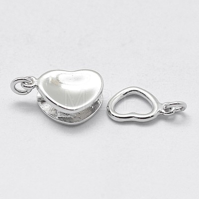 Rhodium Plated 925 Sterling Silver Box Clasps STER-F037-073P-1