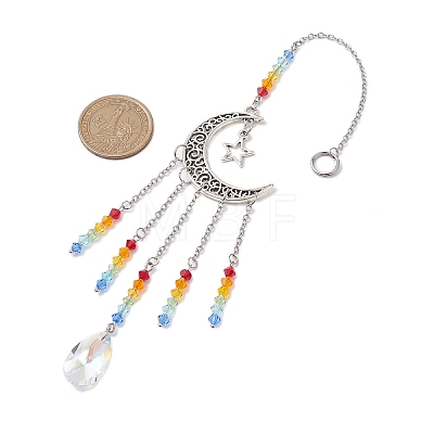 Moon & Star Tibetan Style Alloy Charm Hanging Ornaments HJEW-TA00246-1