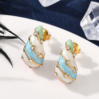 304 Stainless Steel Enamel Stud Earrings EJEW-F353-03G-02-1