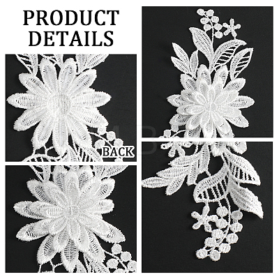 Gorgecraft 4Pcs 2 Colors Polyester Embroidery Water Soluble Appliques DIY-GF0007-48-1