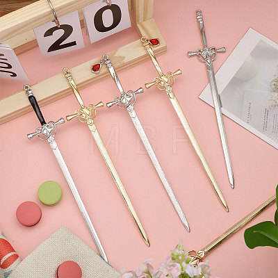 6Pcs 6 Styles Alloy Hair Pin AJEW-FH0006-17-1