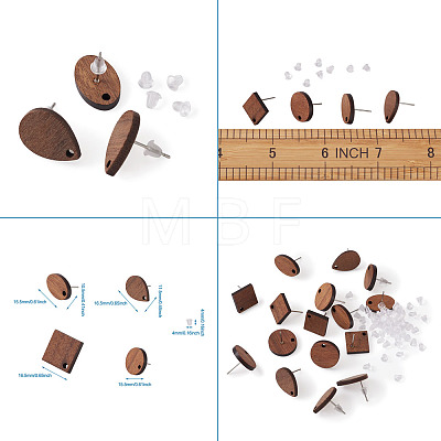 Coconut Brown Wood Stud Earring Findings EJEW-TA0010-06P-1