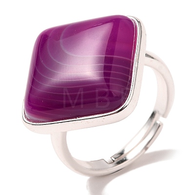 Natural Banded Agate Adjustable Rings RJEW-H240-01S-19-1