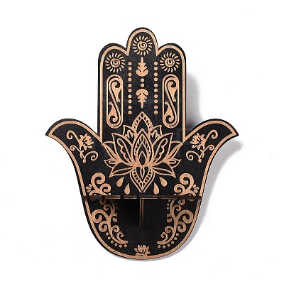 Hamsa Hand Wooden Crystal Sphere Display Stands AJEW-G047-01A-1