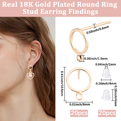 20Pcs Brass Stud Earring Findings KK-BBC0027-87-1