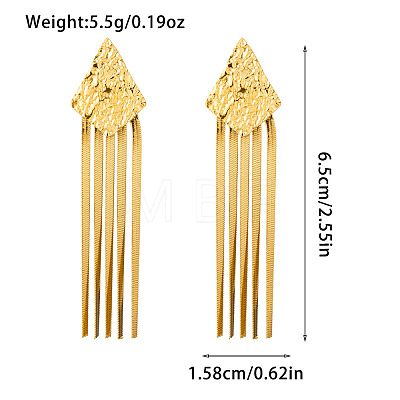 Textured 304 Stainless Steel Tassel Stud Earrings WG495DA-03-1