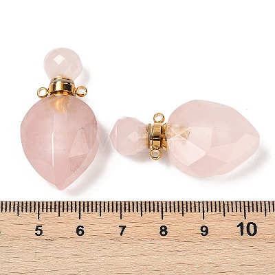 Natural Rose Quartz Faceted Teardrop Bottle Pendants G-A225-02G-02-1