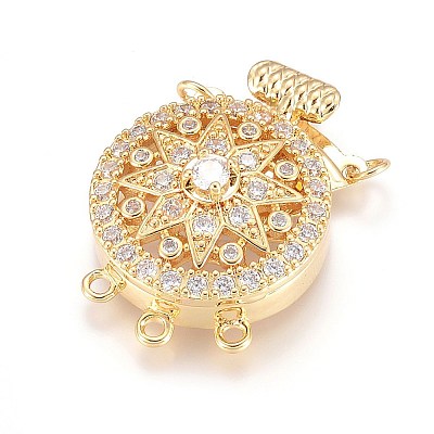 Brass Micro Pave Cubic Zirconia Box Clasps ZIRC-F107-07G-1