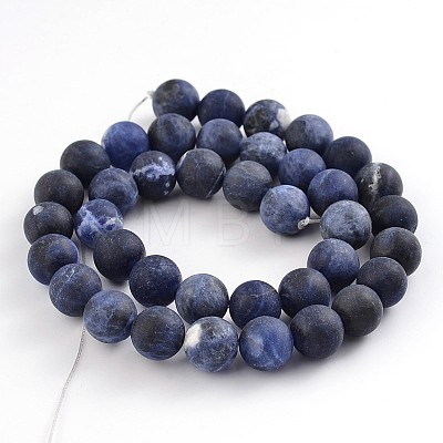Frosted Natural Sodalite Round Bead Strands X-G-F231-01-8mm-1