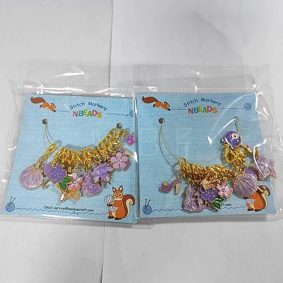 Alloy Enamel Flower/Cat/Maple Leaf Pendant Locking Stitch Markers HJEW-AB00072-1