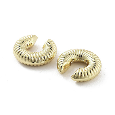 Brass Textured Ring Cuff Earrings EJEW-R150-02G-A-1