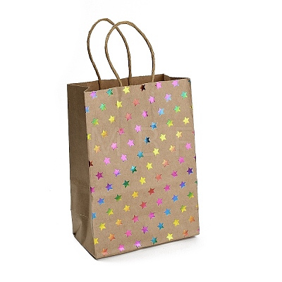 Rainbow Color Stamping Kraft Paper Gift Tote Bags ABAG-K005-01A-1
