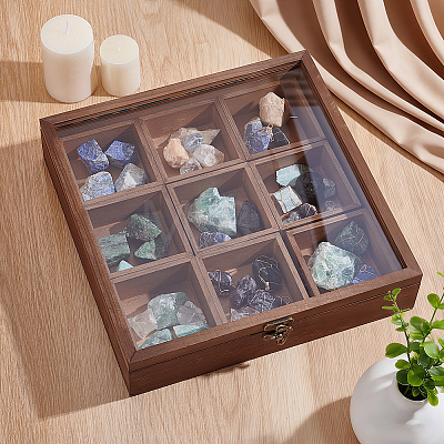 1Pc Detachable 9-Grid Wooden Storage Gift Boxes AJEW-PH0010-33-1
