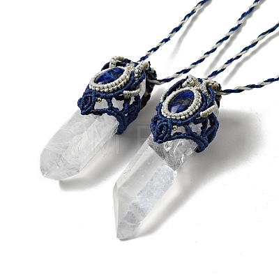 Bullet Natural Quartz Crystal Pendant Necklaces for Women NJEW-G045-01-1
