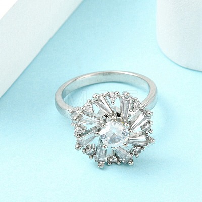 Flower Rotatable Open Cuff Rings for Women RJEW-G333-01B-1