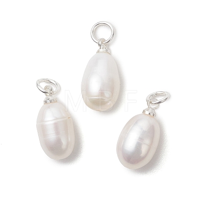 Natural Cultured Freshwater Pearl Rice Charms PALLOY-JF04976-02-1