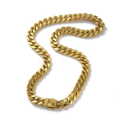 Ion Plating(IP) 304 Stainless Steel Diamond Cut Cuban Link Chain Necklaces NJEW-P288-11G-1