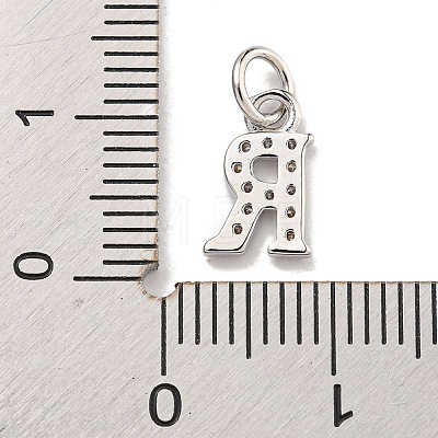 Initial Letter Brass with Cubic Zirconia Charms KK-Q814-26R-P-1