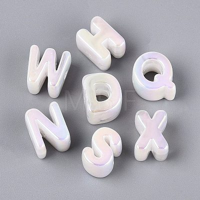 UV Plating Opaque Rainbow Iridescent Acrylic Beads OACR-P010-23B-1