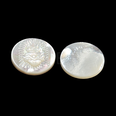 Carved Natural White Shell Cabochons SSHEL-N038-06B-08-1