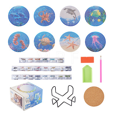 5D DIY Diamond Painting Cup Mat Kits DIY-TAC0021-09C-1