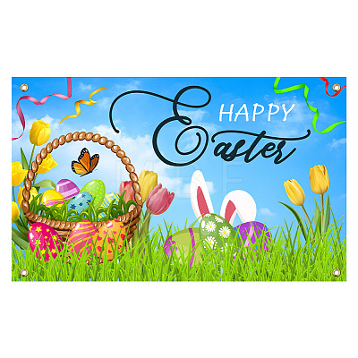 Easter Polyester Hanging Banner Sign AJEW-WH0190-055-1