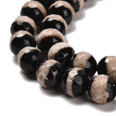 Natural Tibetan Striped Pattern dZi Agate Beads Strands G-B079-B01-01-1