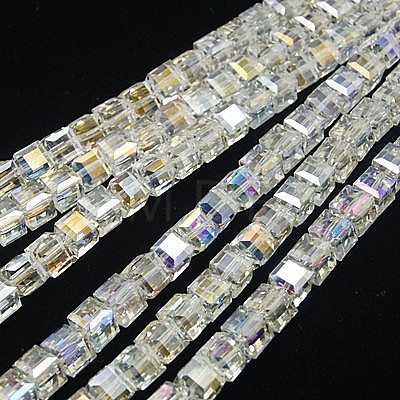 Electroplate Glass Beads Strands EGLA-D018-8x8mm-M3-1
