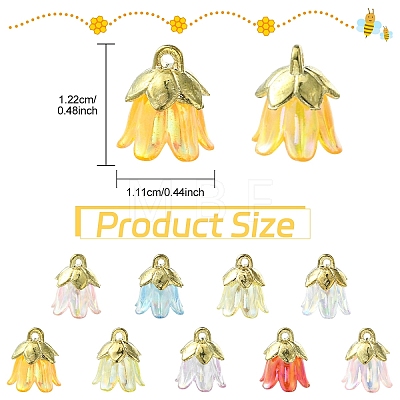 20Pcs Acrylic Flower Charms TACR-YW0003-18A-1