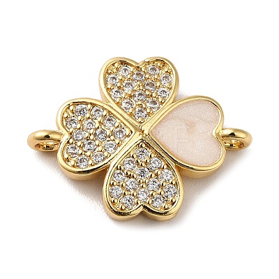 Eco-Friendly Rack Plating Brass Micro Pave Clear Cubic Zirconia Connector Charms X-KK-F853-26G-1