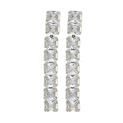 Brass Micro Pave Cubic Zirconia Stud Earrings EJEW-H014-08P-03-1