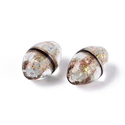 Two Tone Color Handmade Foil Glass Beads FOIL-Q001-01F-1