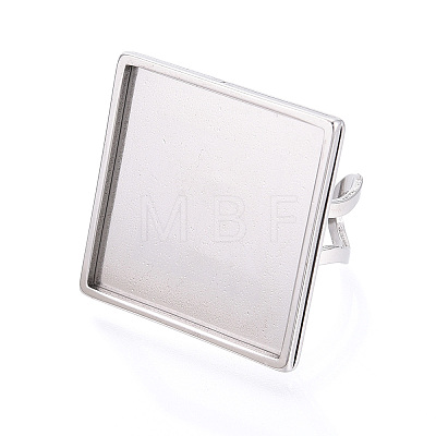 304 Stainless Steel Open Cuff Ring Components STAS-S080-041I-P-1