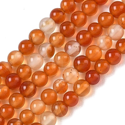 Round Natural Red Agate Bead Strands G-M257-4mm-26-1