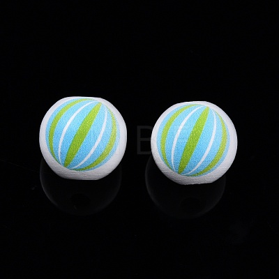 Beach Theme Printed Wooden Beads WOOD-D006-06-1