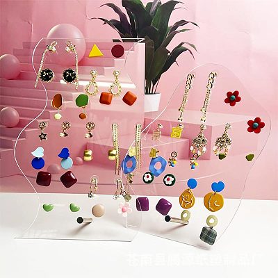 Transparent Acrylic Slant Back Earring Display Stands EDIS-WH0016-046-1