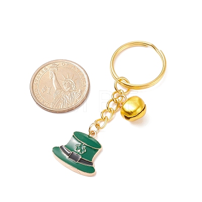 St.Patrick's Day Hat with Clover Alloy Enamel Charms Keychains KEYC-JKC00367-01-1