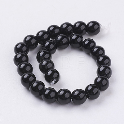 Synthetic Black Stone Beads Strands G-G088-8mm-1