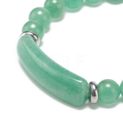 Natural Green Aventurine Beaded Stretch Bracelet BJEW-JB08879-03-1