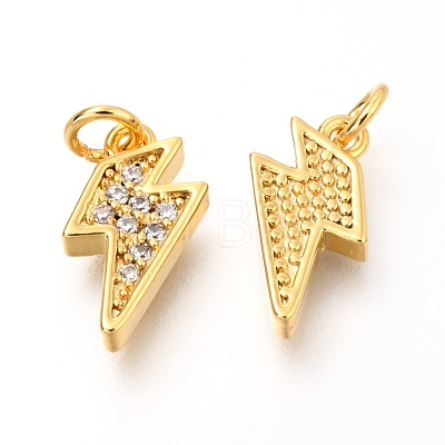 Brass Micro Pave Clear Cubic Zirconia Charms ZIRC-O036-07G-1