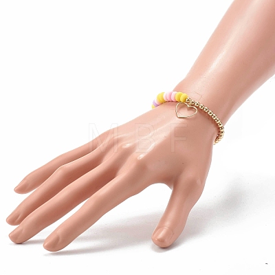 Handmade Polymer Clay Beads  Stretch Bracelets BJEW-JB06547-1